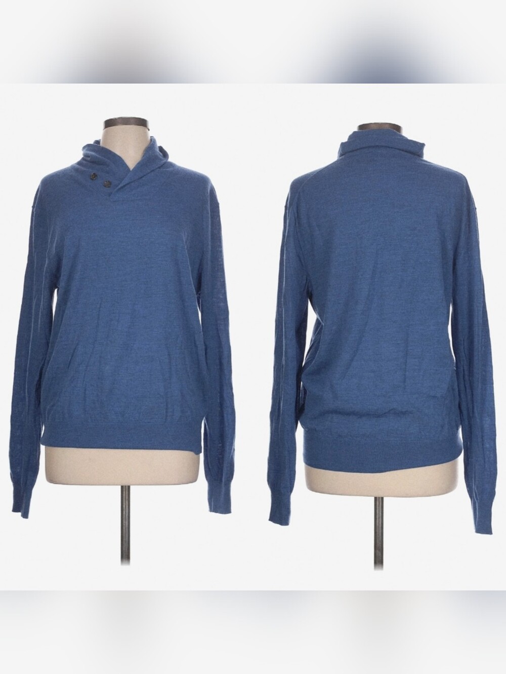 NWOT Polo Ralph Lauren Vintage 100% Merino Italian Wool Shawl Collar Blue Mens L